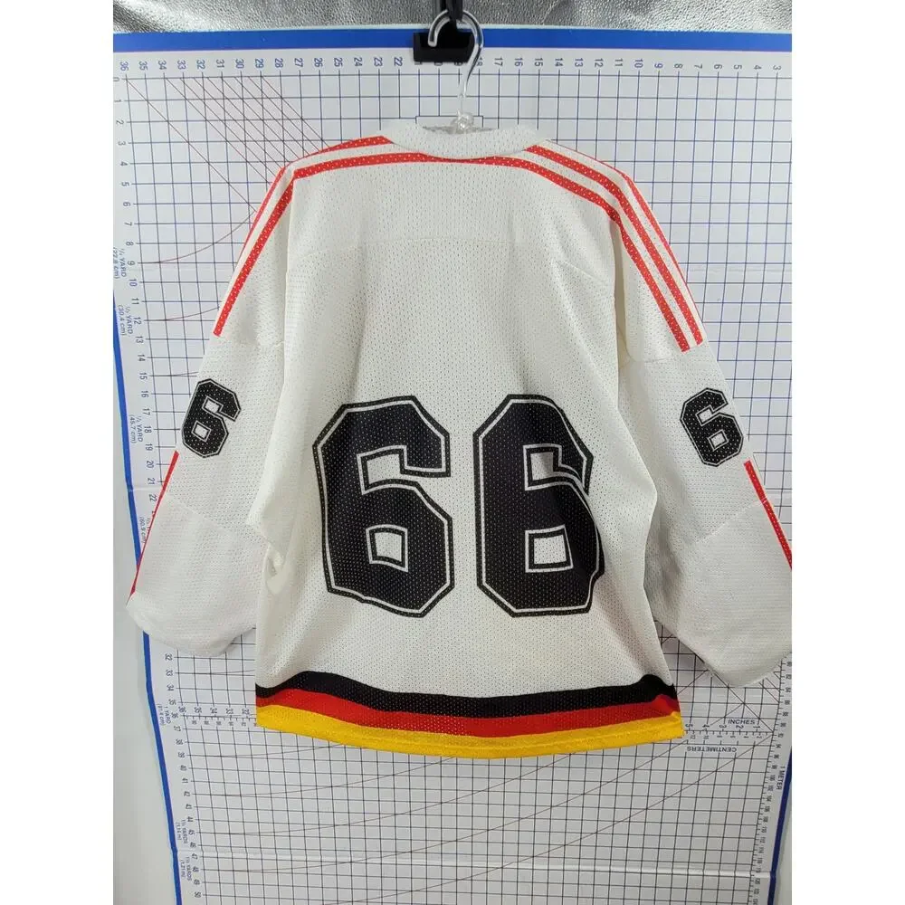 Vintage Adidas Karamalz Hockey Jersey Red Black Gold Timeless Streetwear‎